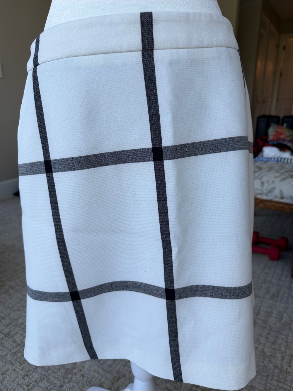 Halogen White mini Skirt with Black Windowpane
